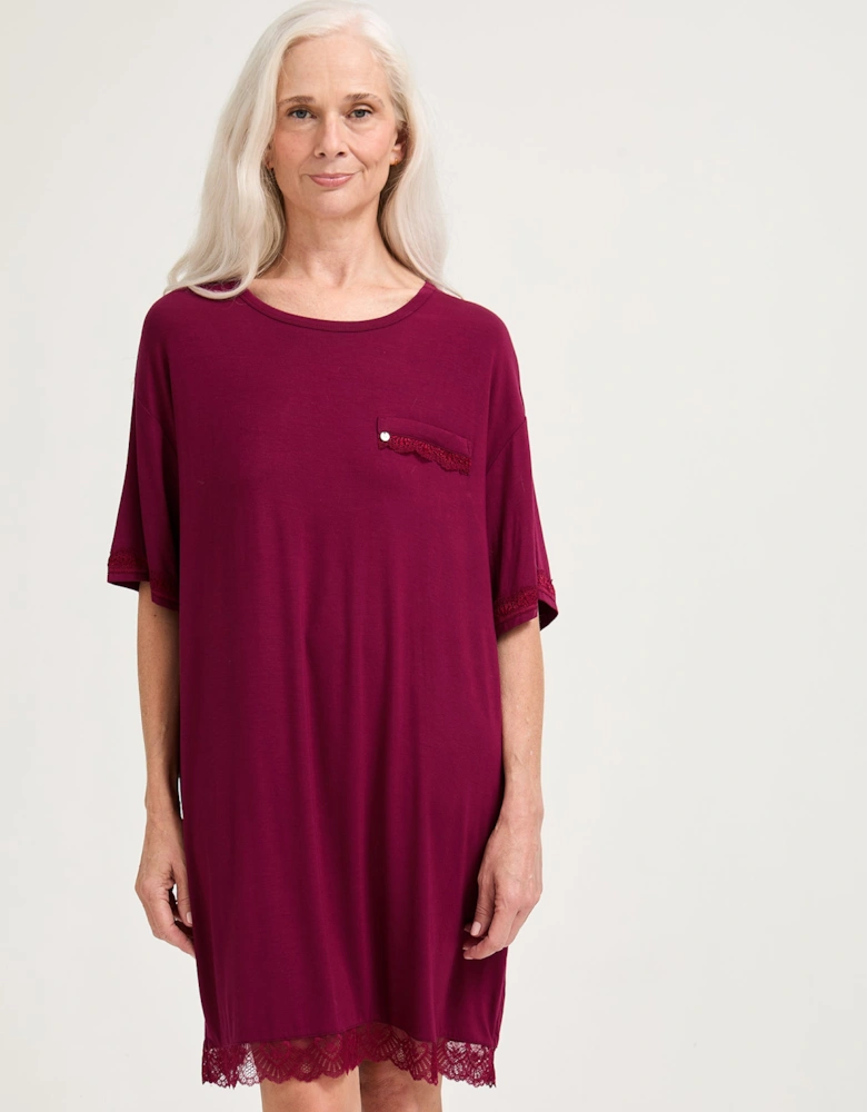 Bamboo Lace Tee Dress in Bordeaux