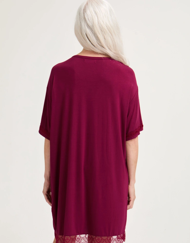 Bamboo Lace Tee Dress in Bordeaux