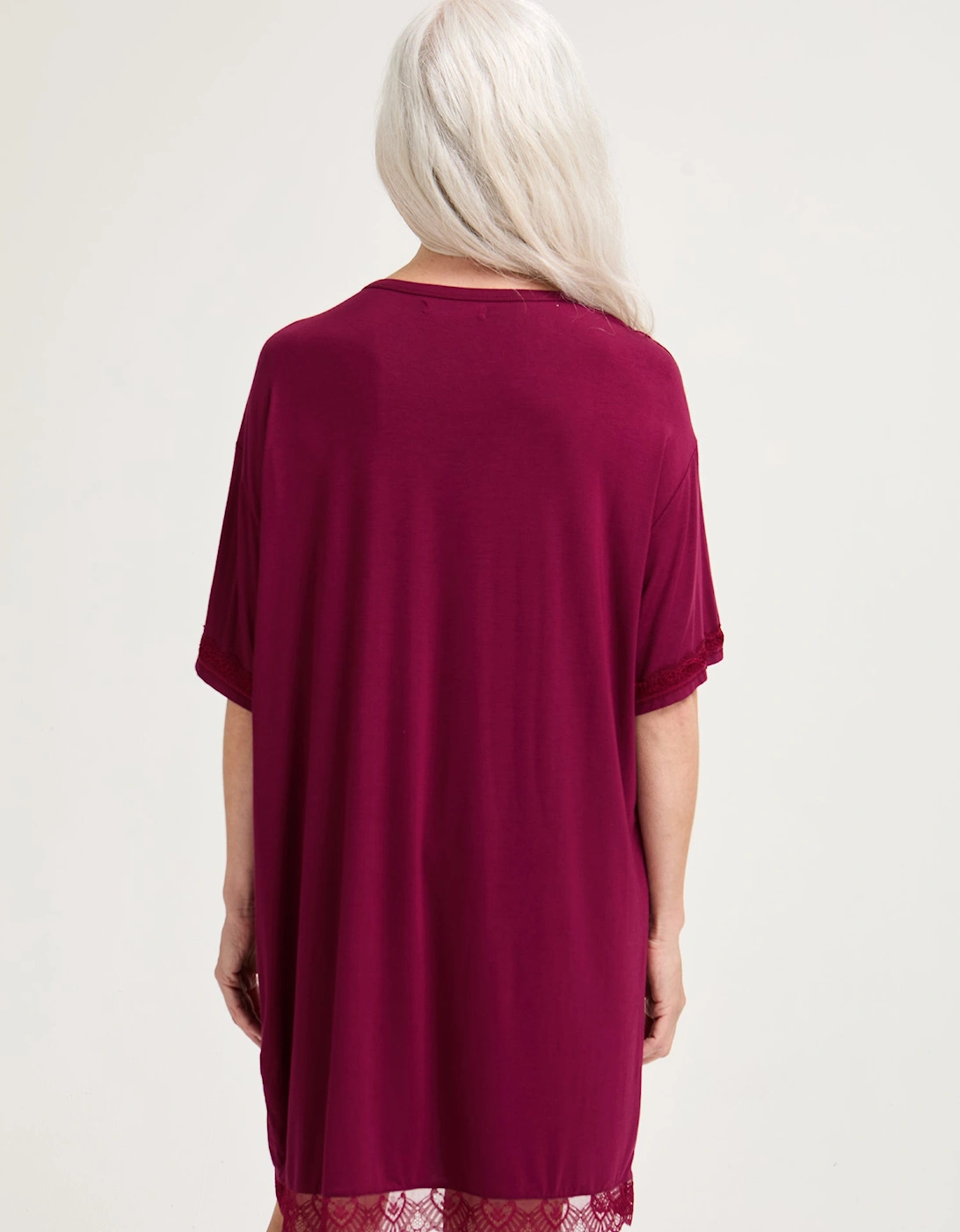 Bamboo Lace Tee Dress in Bordeaux