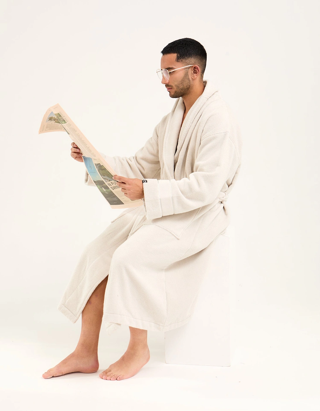 Mister You Bamboo Towelling Robe in Light Grey, 8 of 7