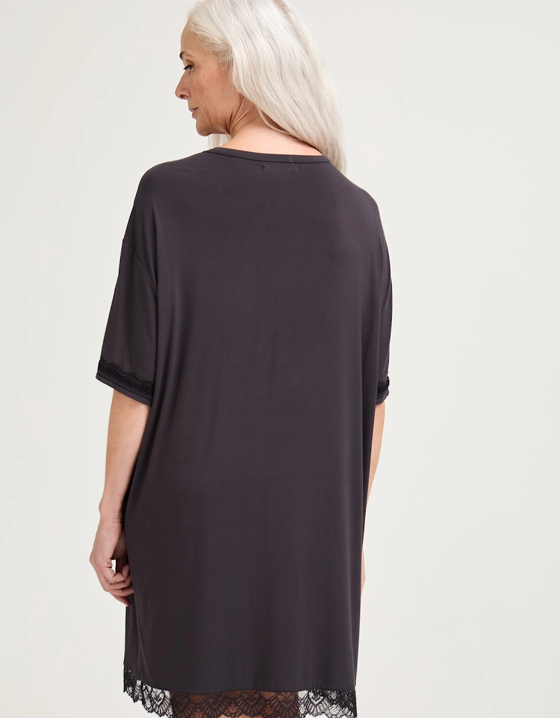 Bamboo Lace Tee Dress in Raven