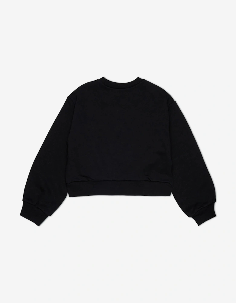 Girls Cropped Logo Sweatshirt in Black