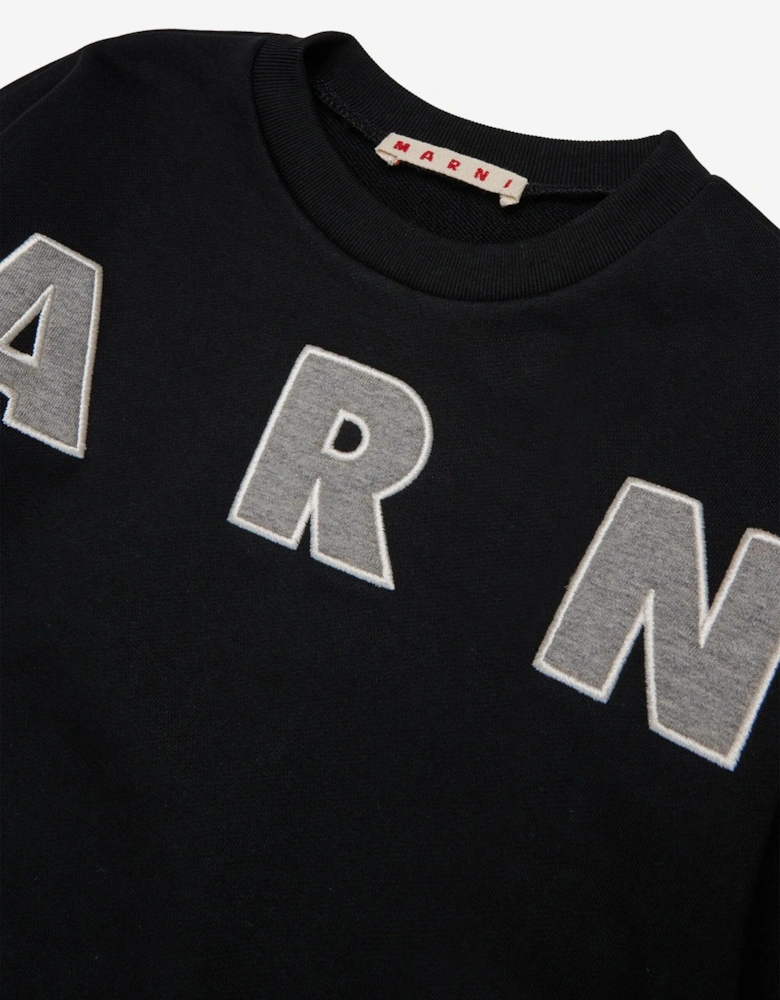 Girls Cropped Logo Sweatshirt in Black