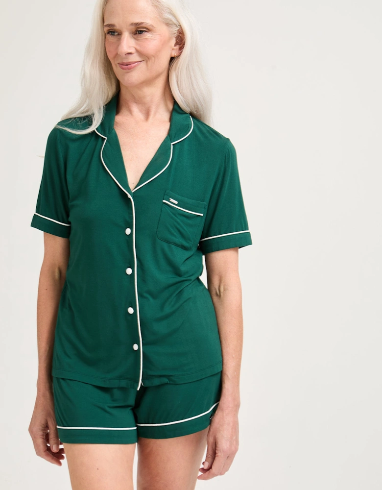 Bamboo Shirt Short Set in Green