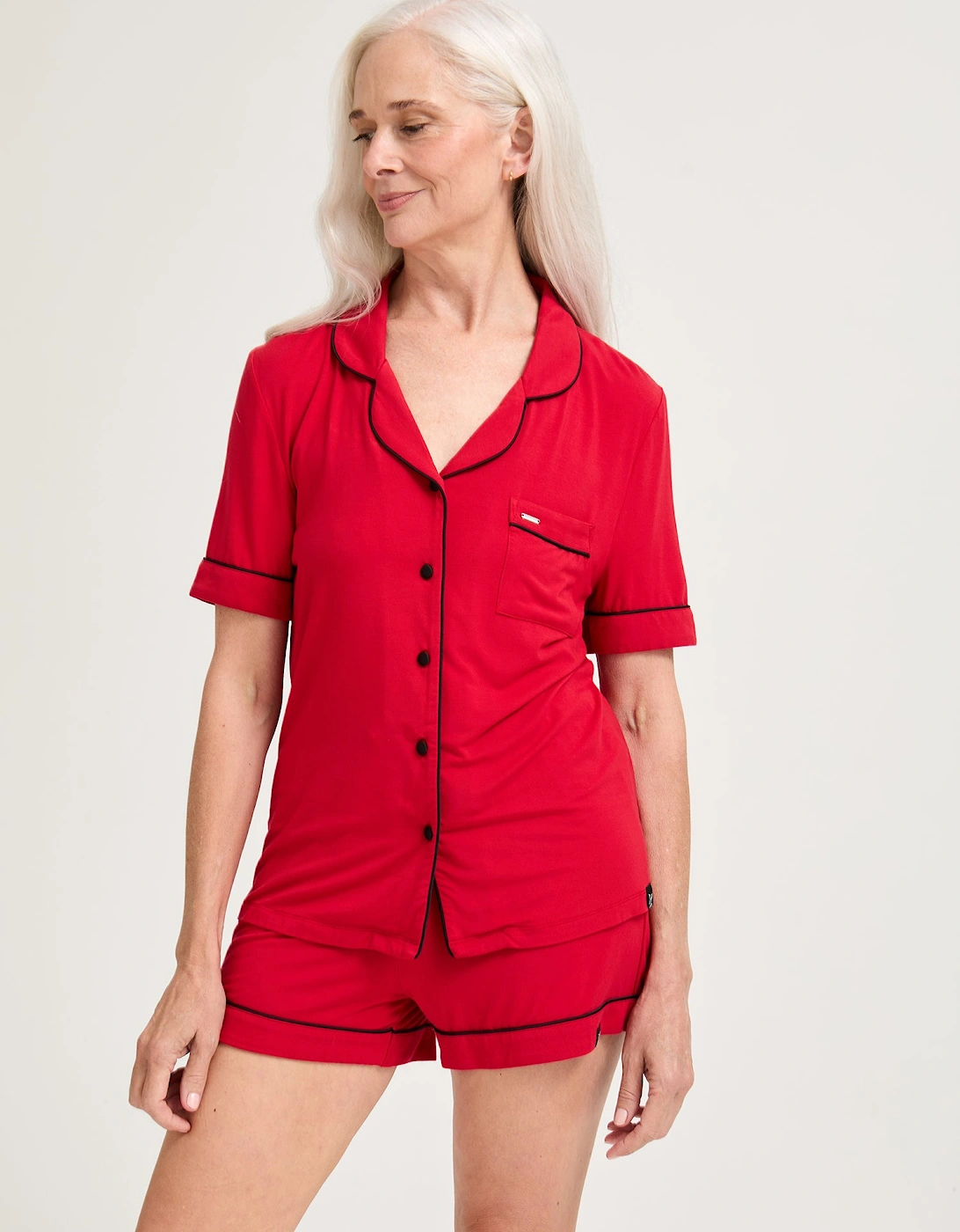 Bamboo Shirt Short Set in Red, 4 of 3