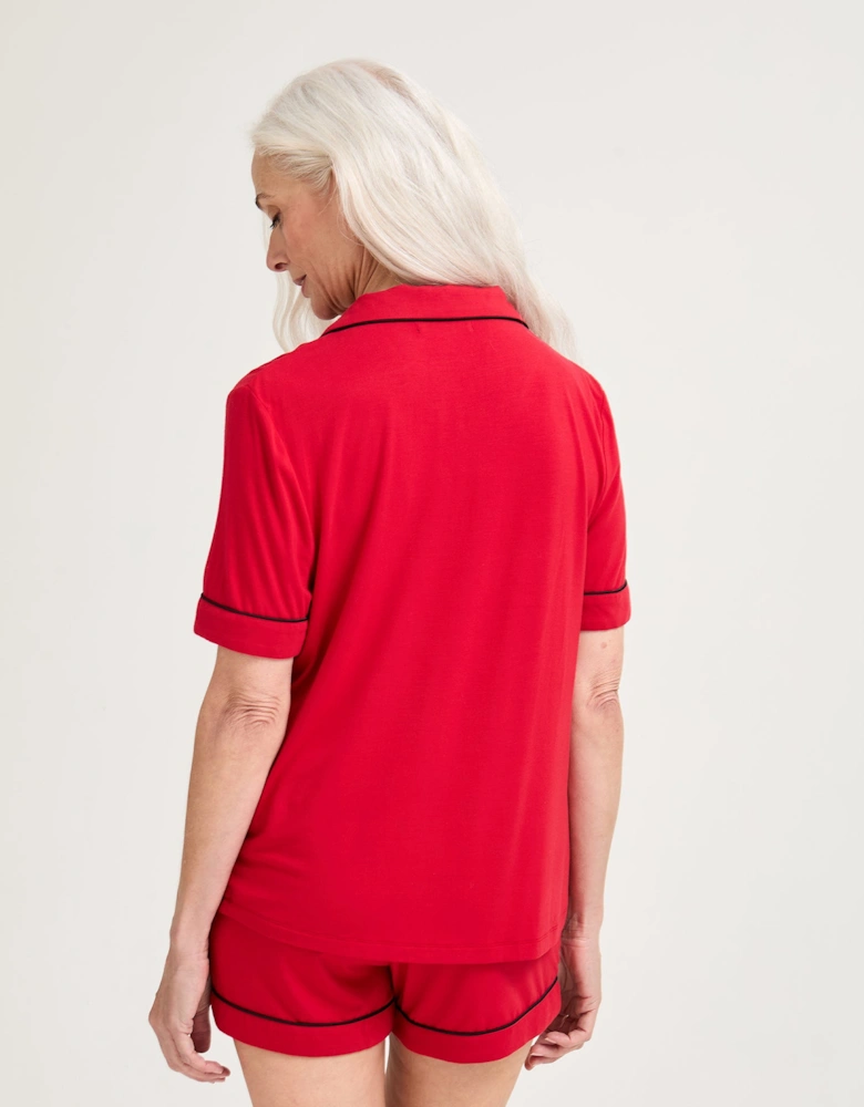 Bamboo Shirt Short Set in Red