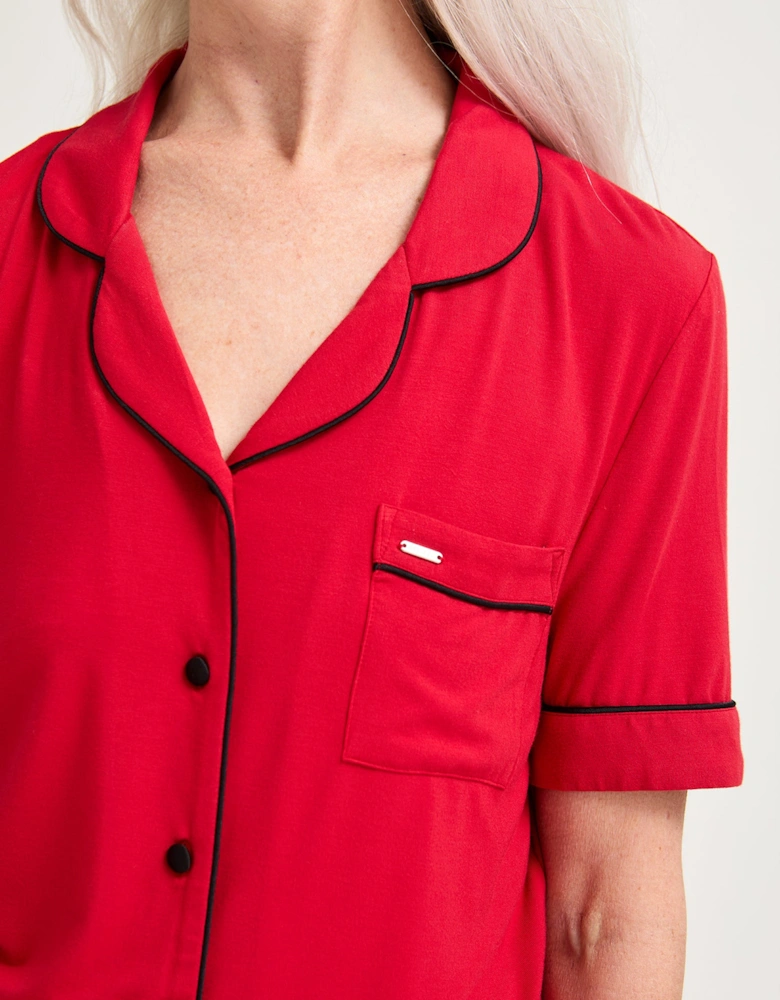 Bamboo Shirt Short Set in Red