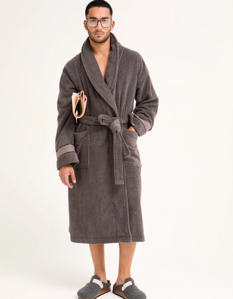 Mister You Bamboo Towelling Robe in Smoke Grey