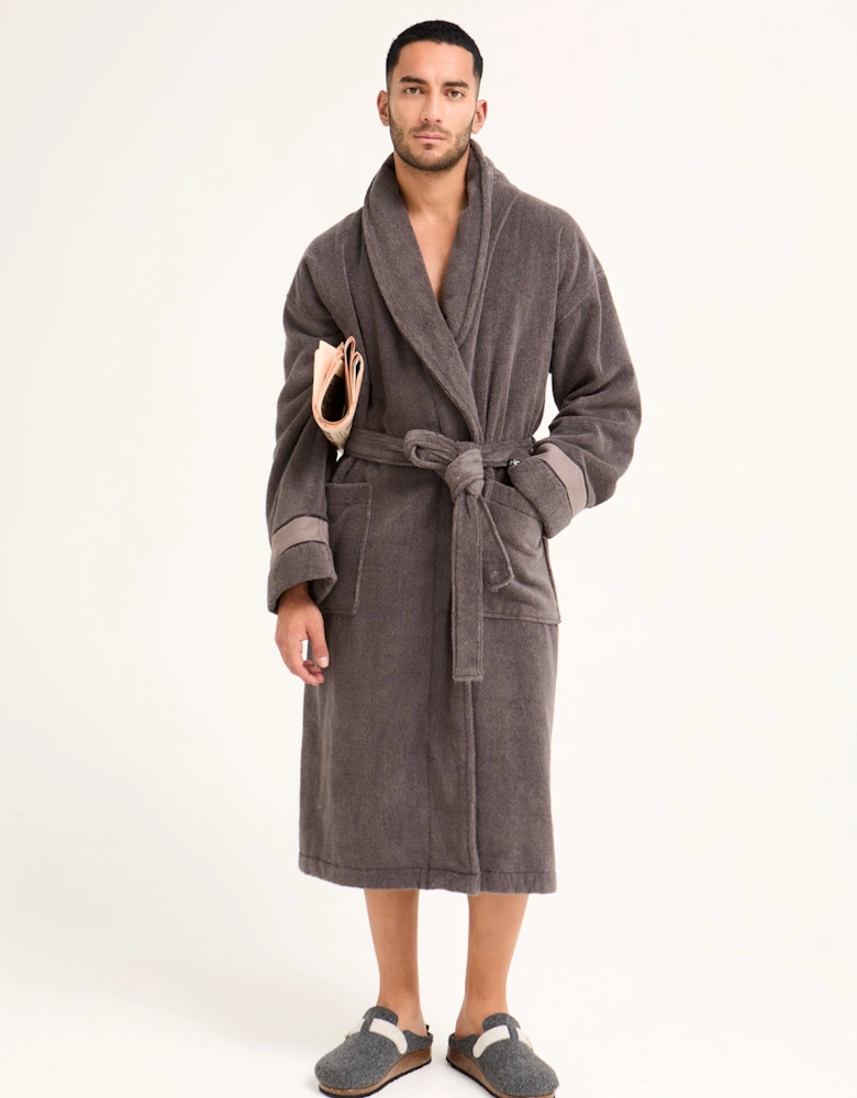Mister You Bamboo Towelling Robe in Smoke Grey