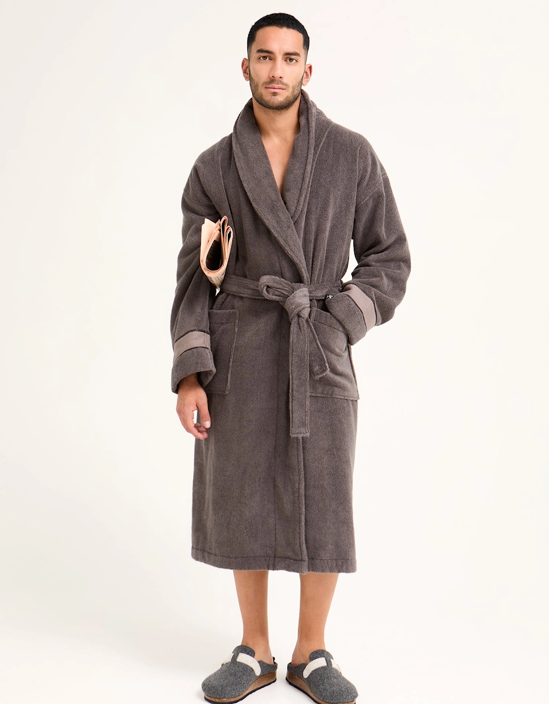 Mister You Bamboo Towelling Robe in Smoke Grey