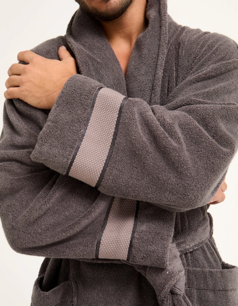 Mister You Bamboo Towelling Robe in Smoke Grey