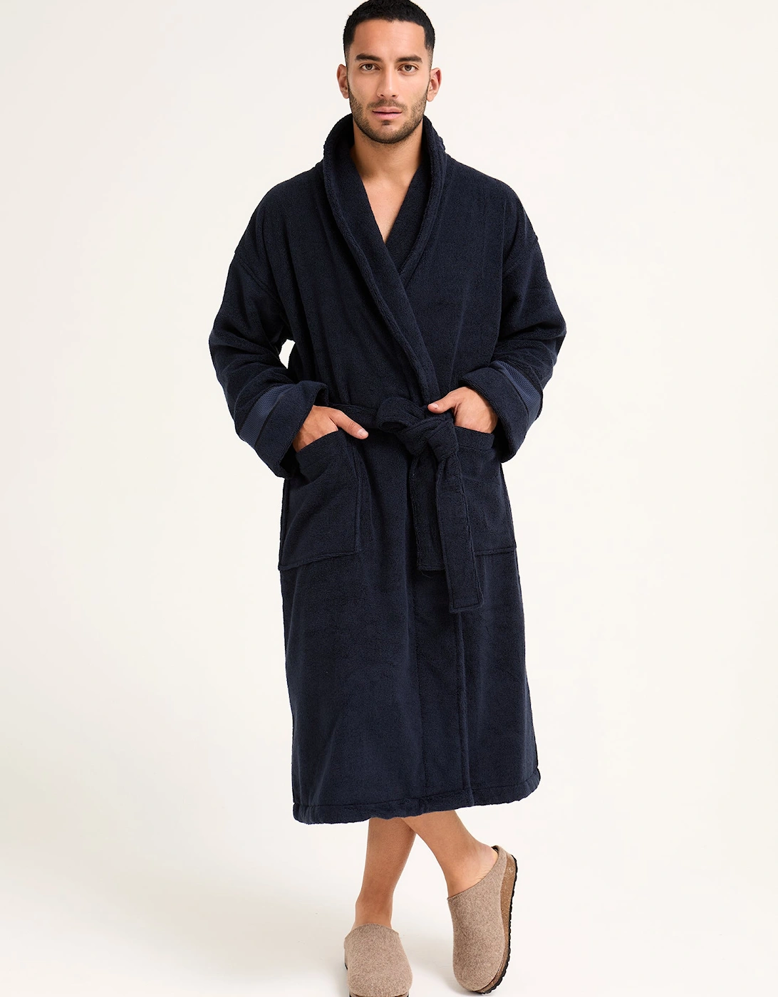 Mister You Bamboo Towelling Robe in Midnight