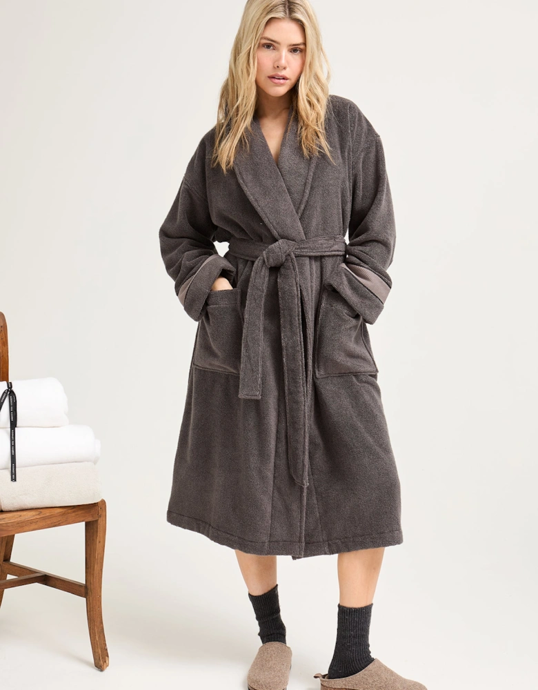 Bamboo Towelling Robe in Smoke Grey