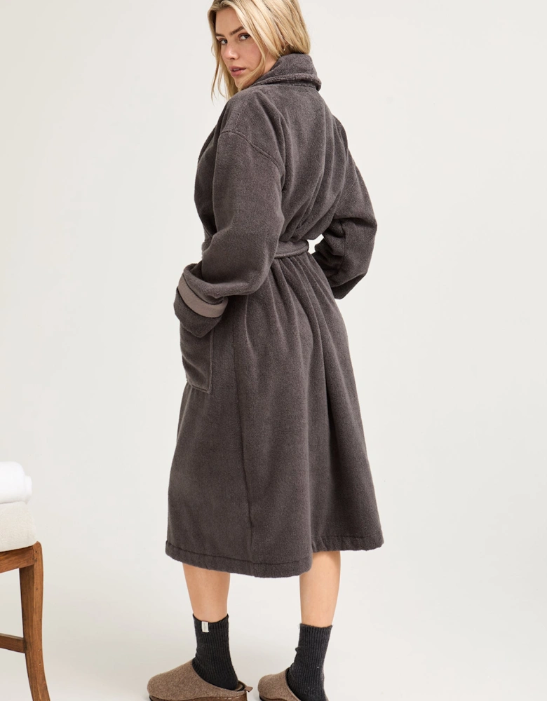 Bamboo Towelling Robe in Smoke Grey