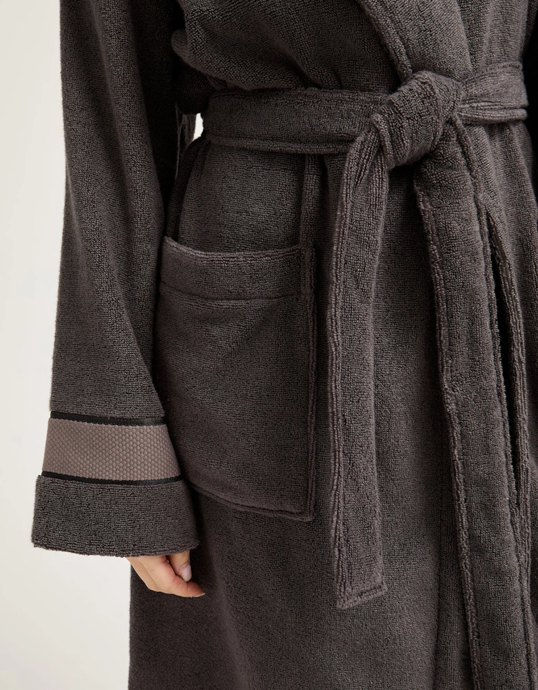 Bamboo Towelling Robe in Smoke Grey