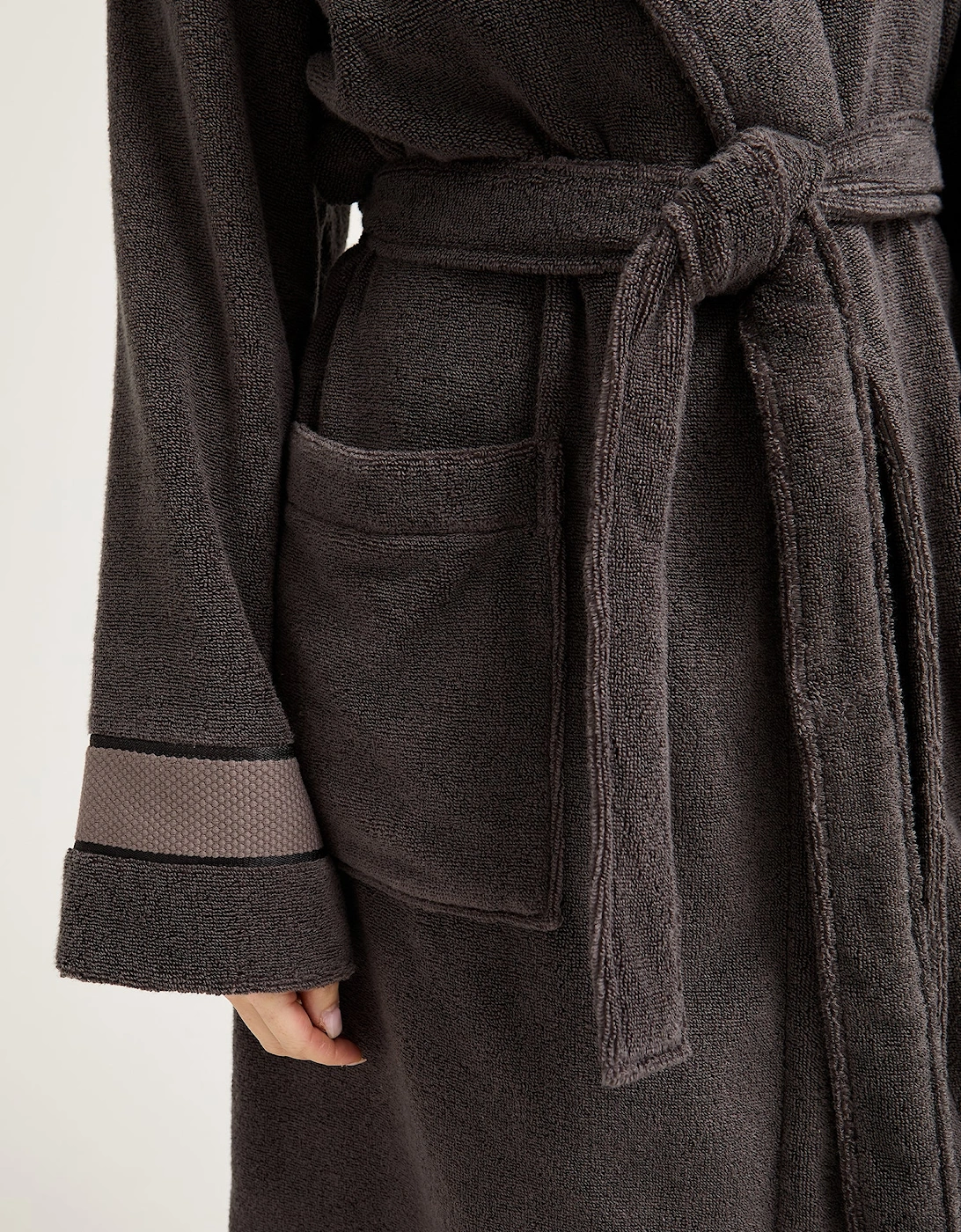 Bamboo Towelling Robe in Smoke Grey