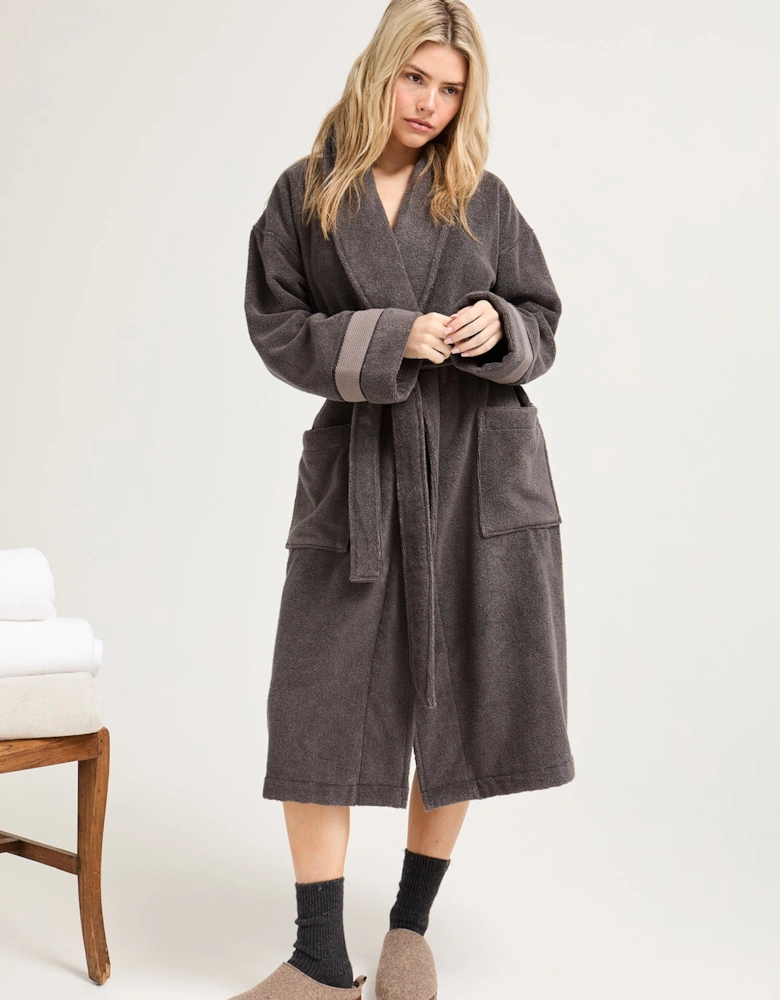 Bamboo Towelling Robe in Smoke Grey