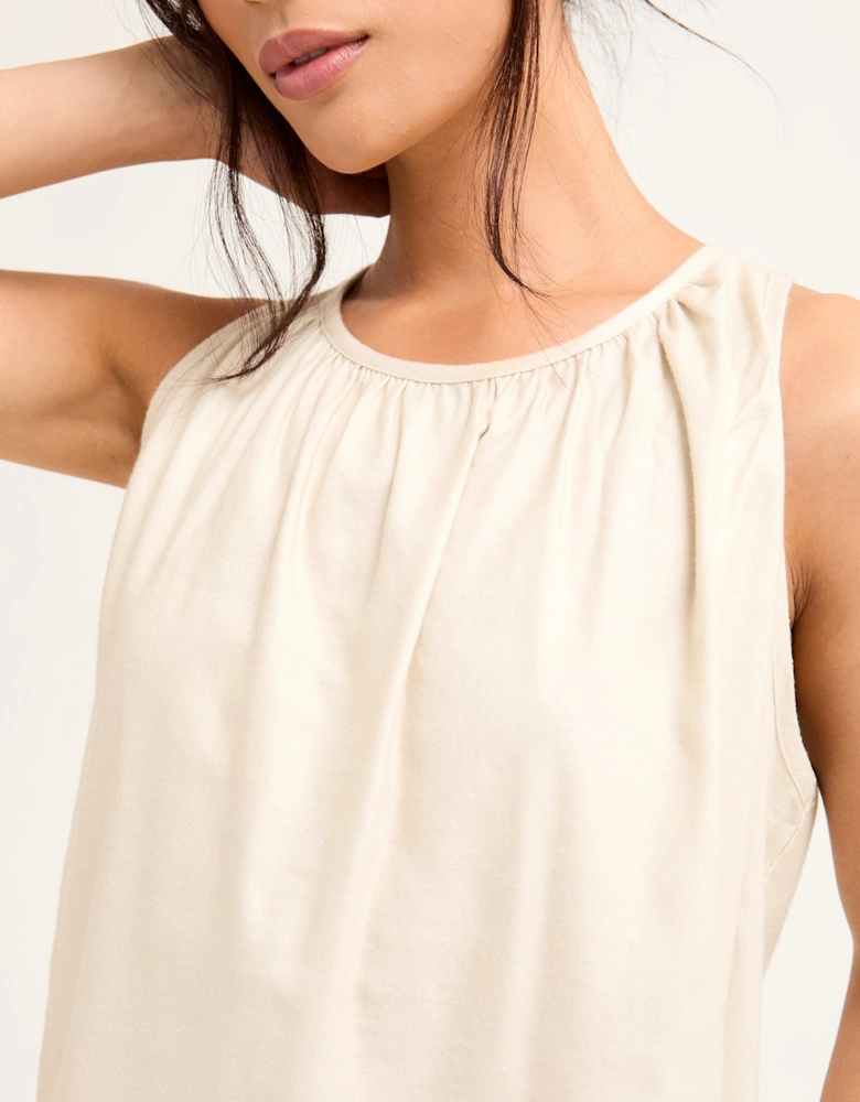 Cotton Modal Vest Short Set in Natural