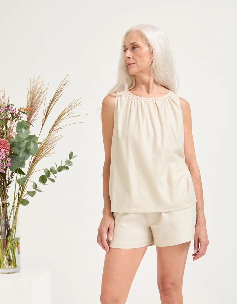 Cotton Modal Vest Short Set in Natural