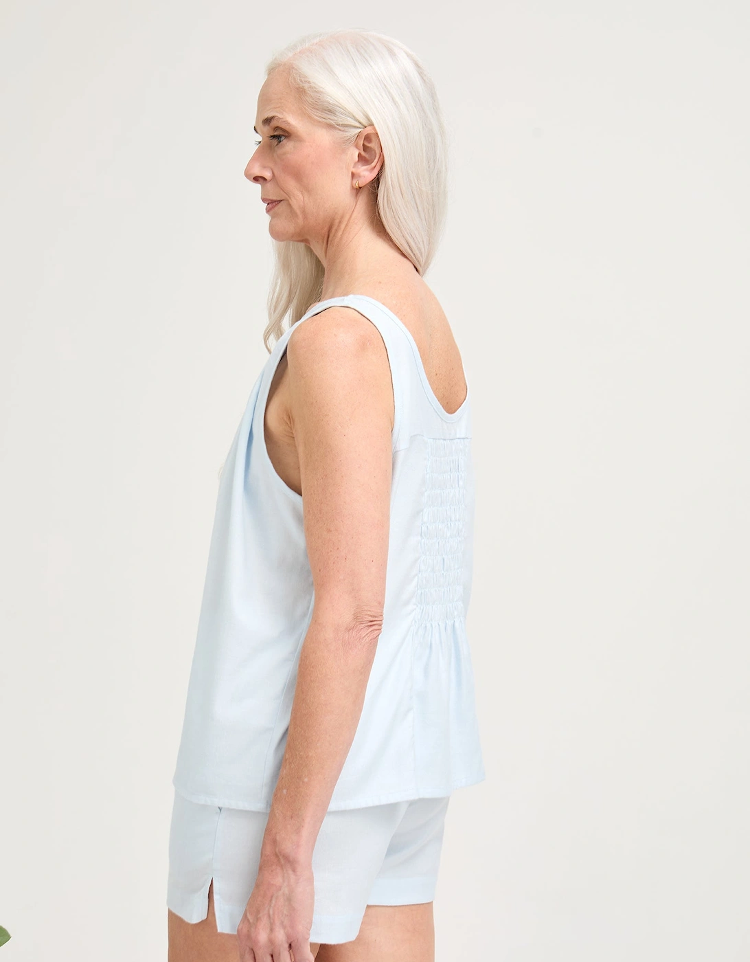 Cotton Modal Vest Short Set in Sky Blue