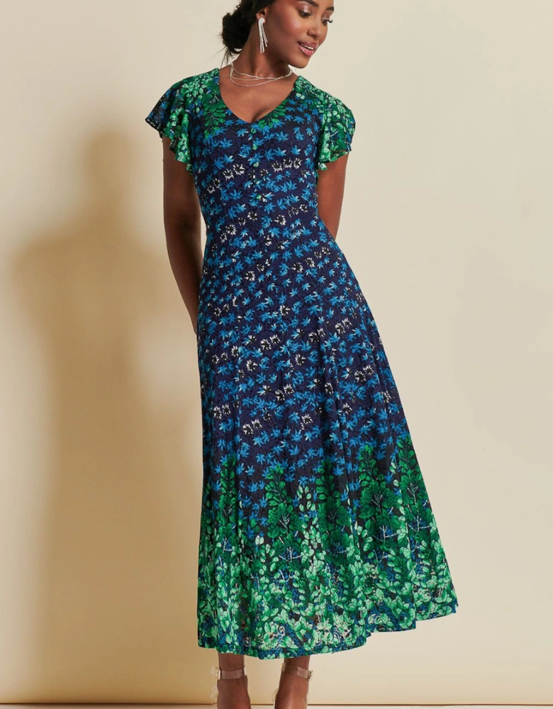 Mirrored Print Lace Maxi Dress