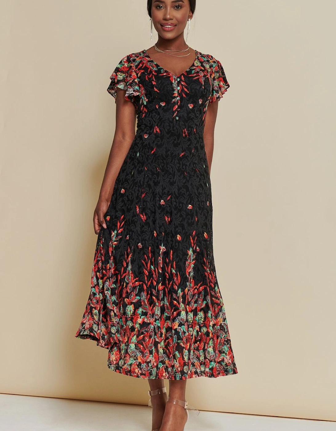 Mirrored Print Lace Maxi Dress, 2 of 1