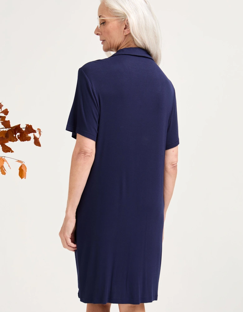 EcoVero Ribbed Nightshirt in Midnight