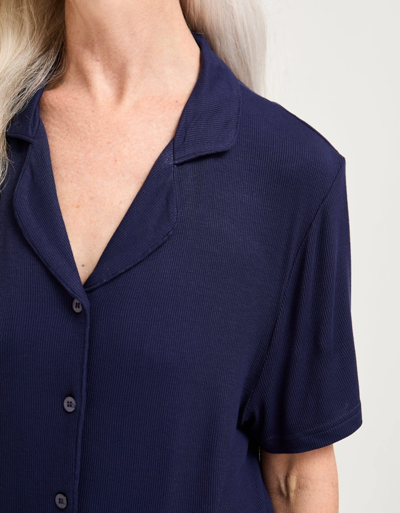 EcoVero Ribbed Nightshirt in Midnight