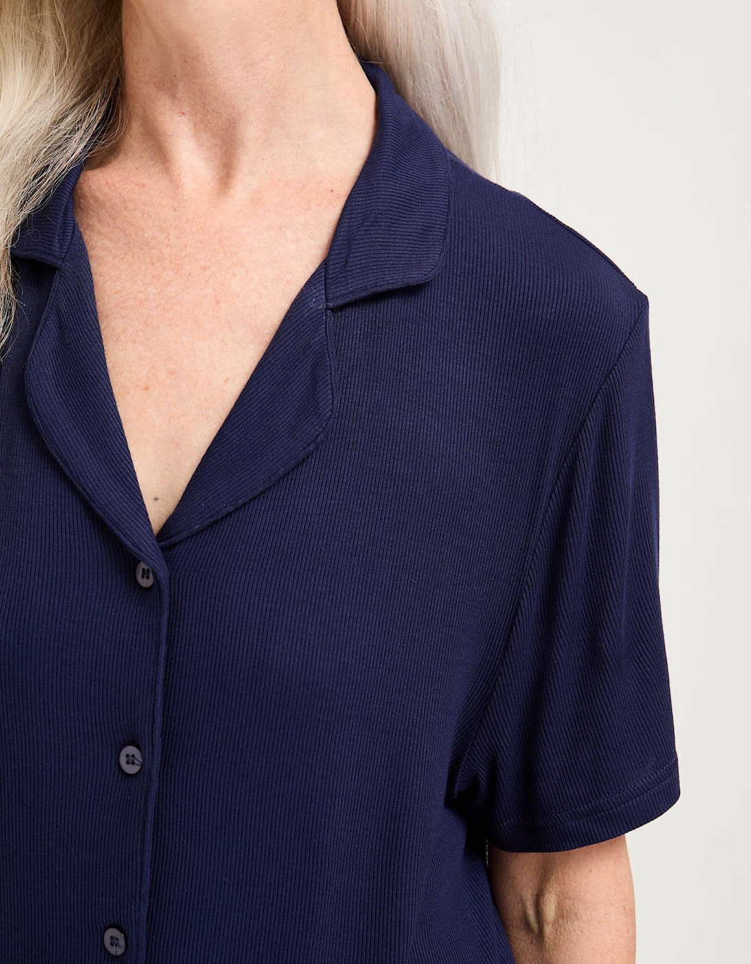 EcoVero Ribbed Nightshirt in Midnight