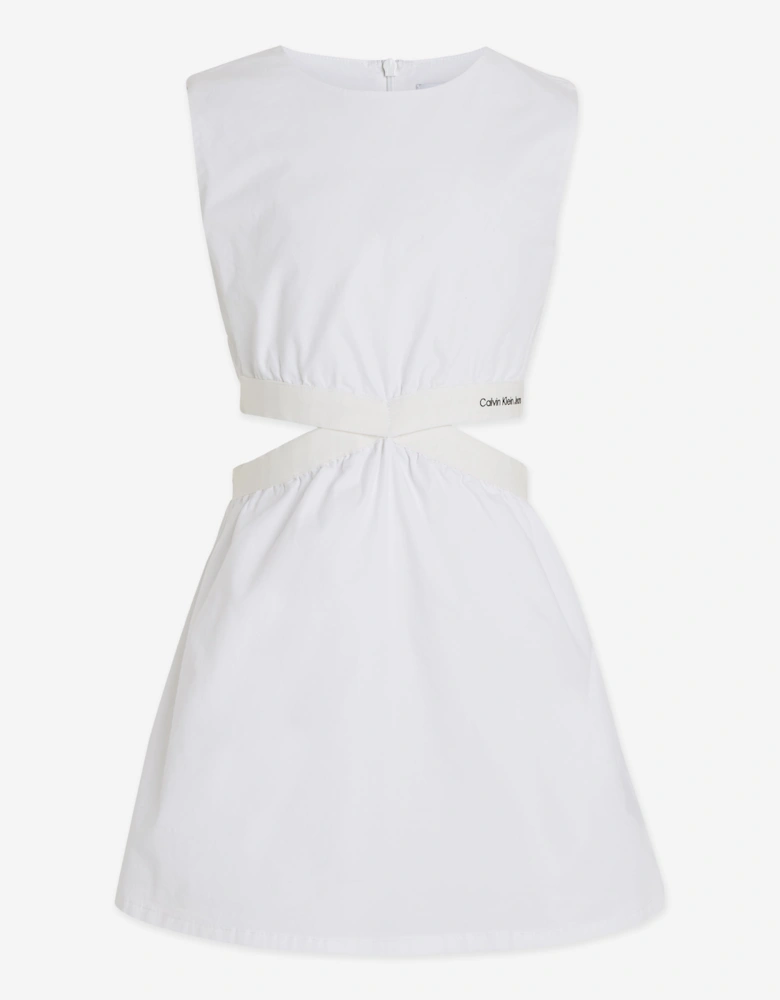 Girls Minimalistic Tape Dress in White