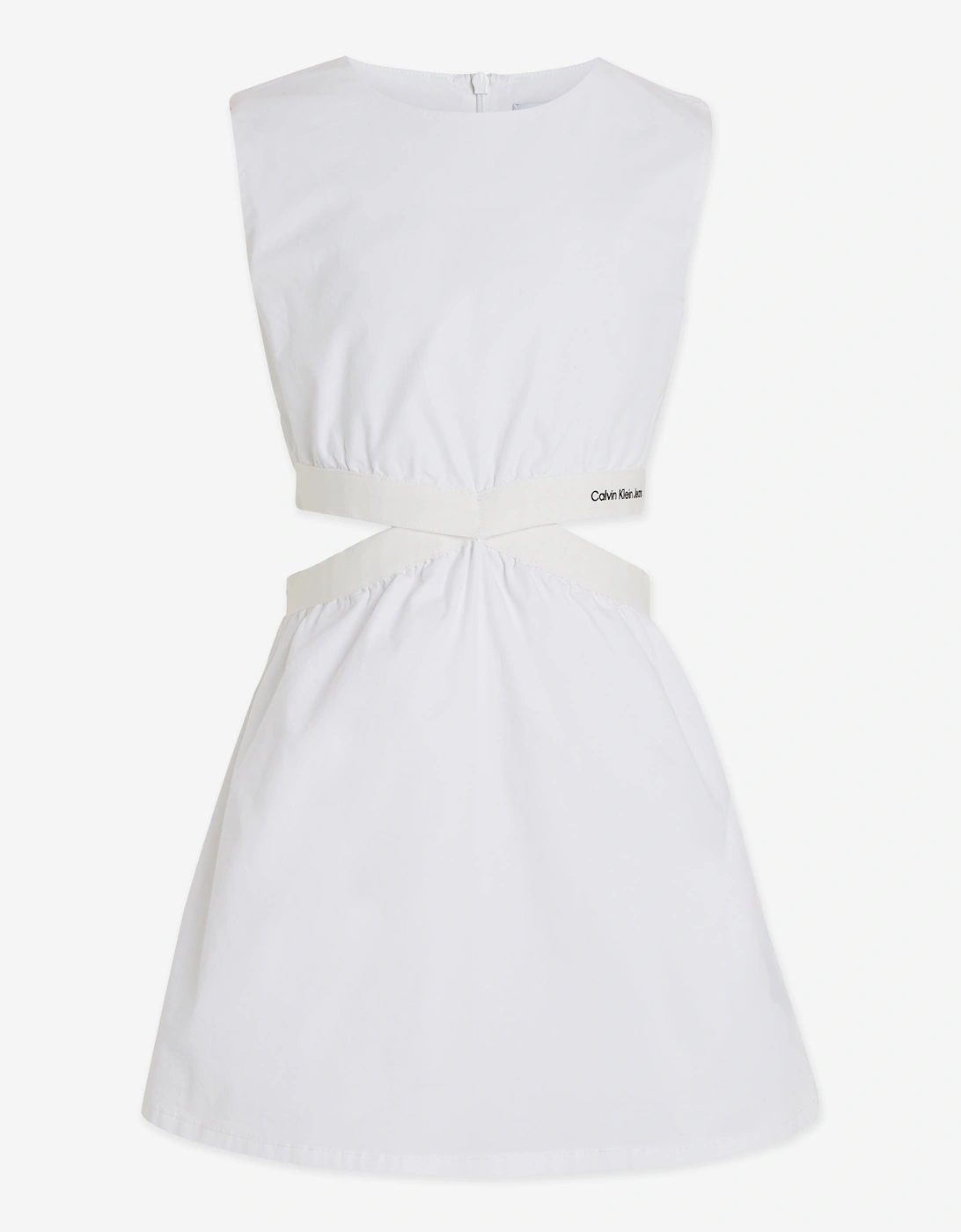 Girls Minimalistic Tape Dress in White, 6 of 5