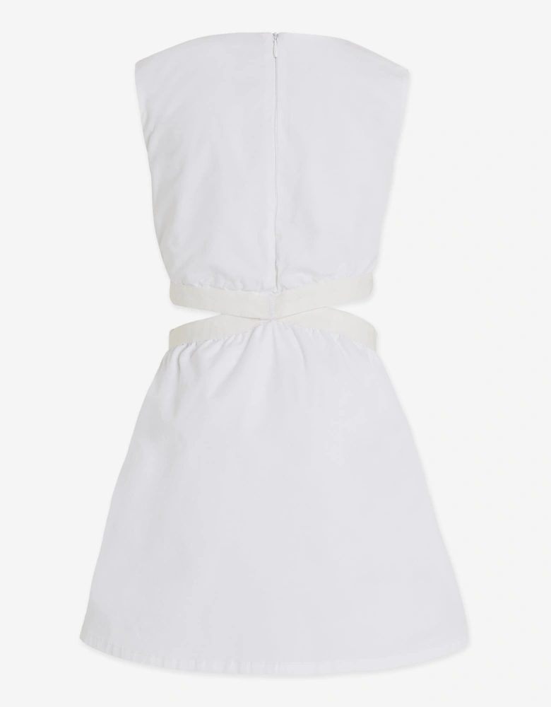 Girls Minimalistic Tape Dress in White