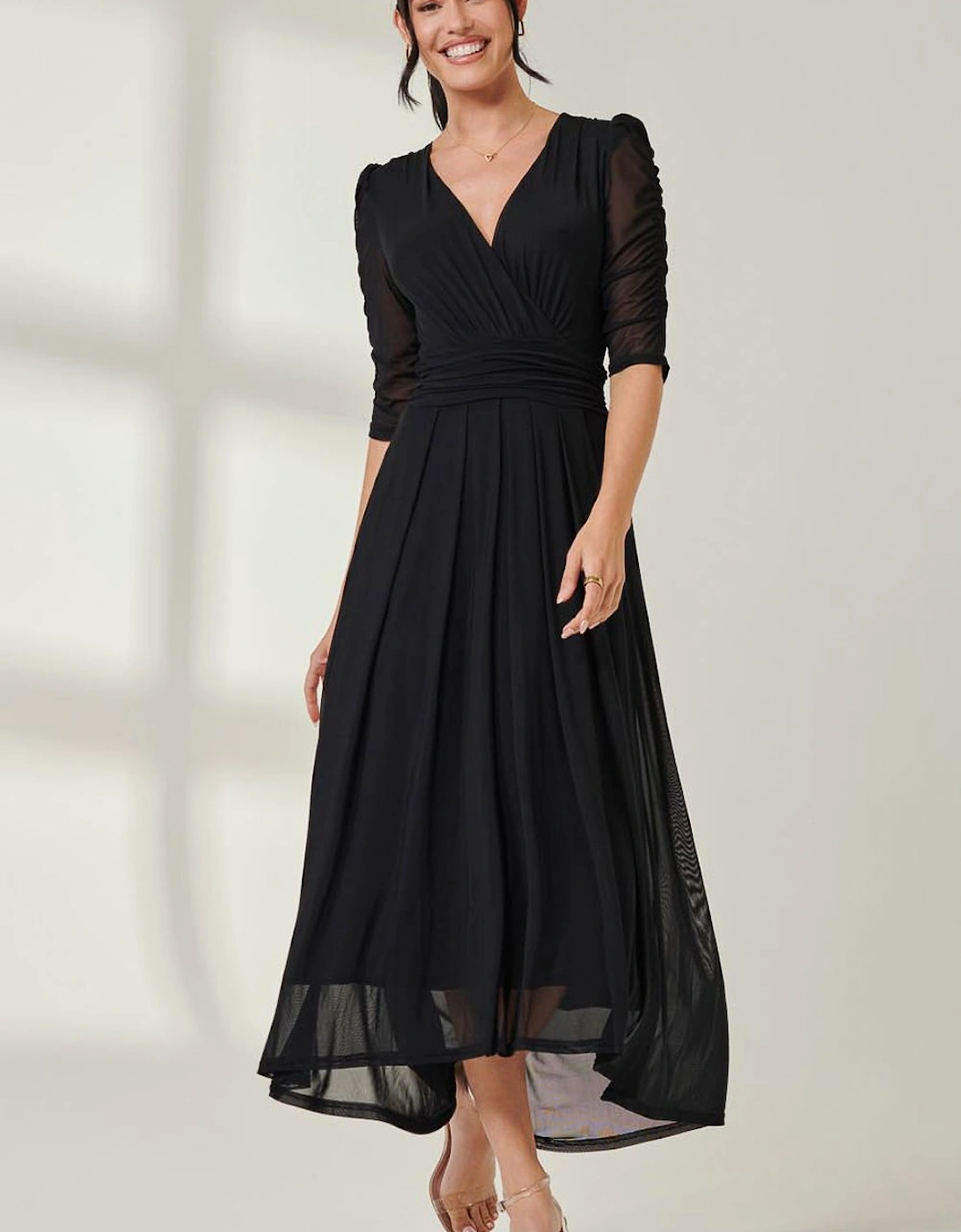 Aneissa Ruched Sleeve Mesh Maxi Dress, 2 of 1