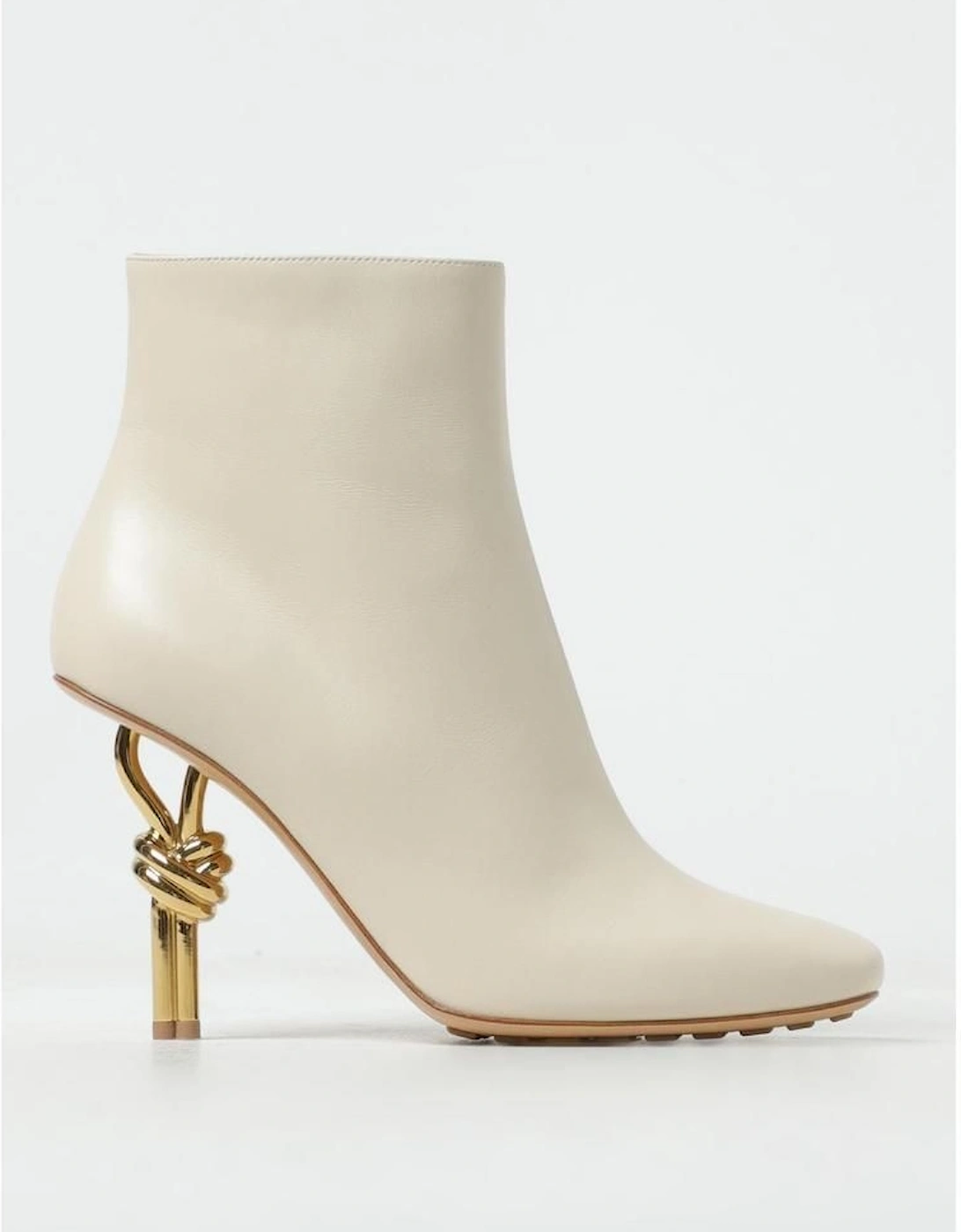 Knotted Heel Ankle Boots Stretch Leather - Yellow Cream, 2 of 1