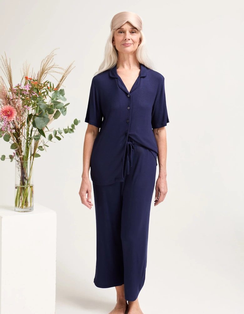 EcoVero Ribbed Shirt Capri Set in Midnight