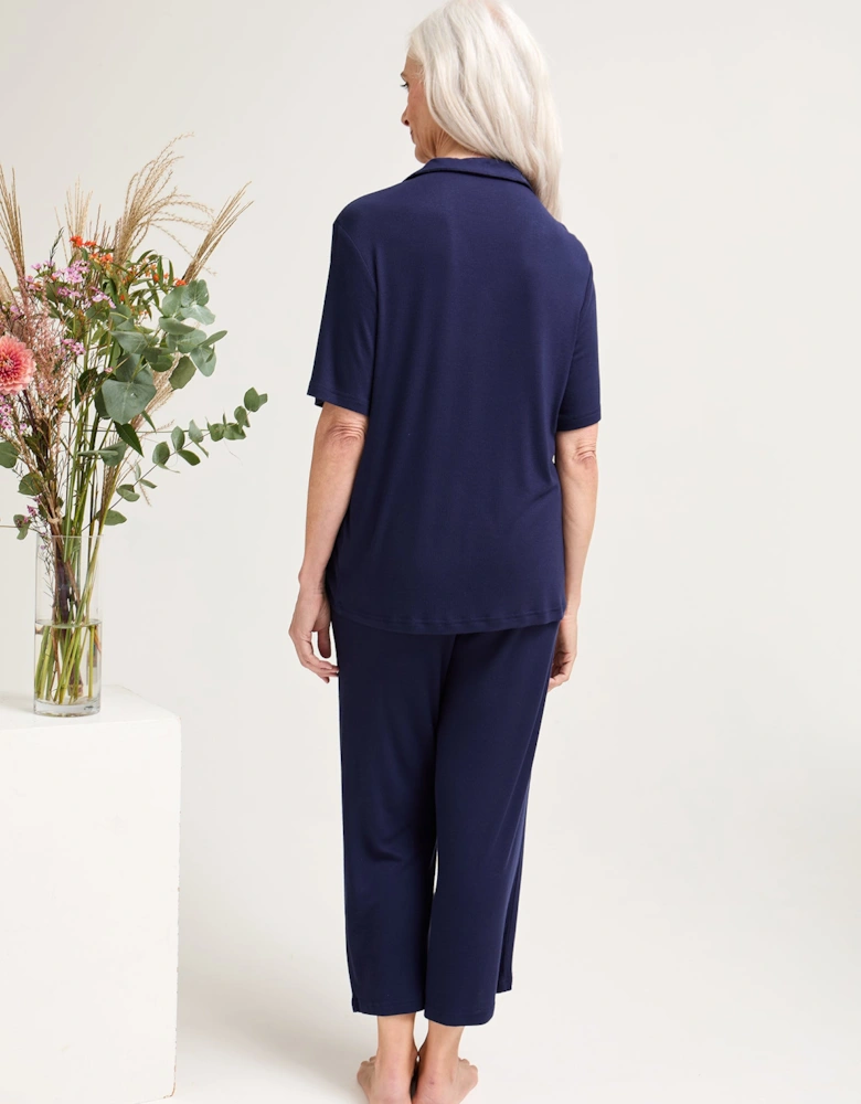 EcoVero Ribbed Shirt Capri Set in Midnight