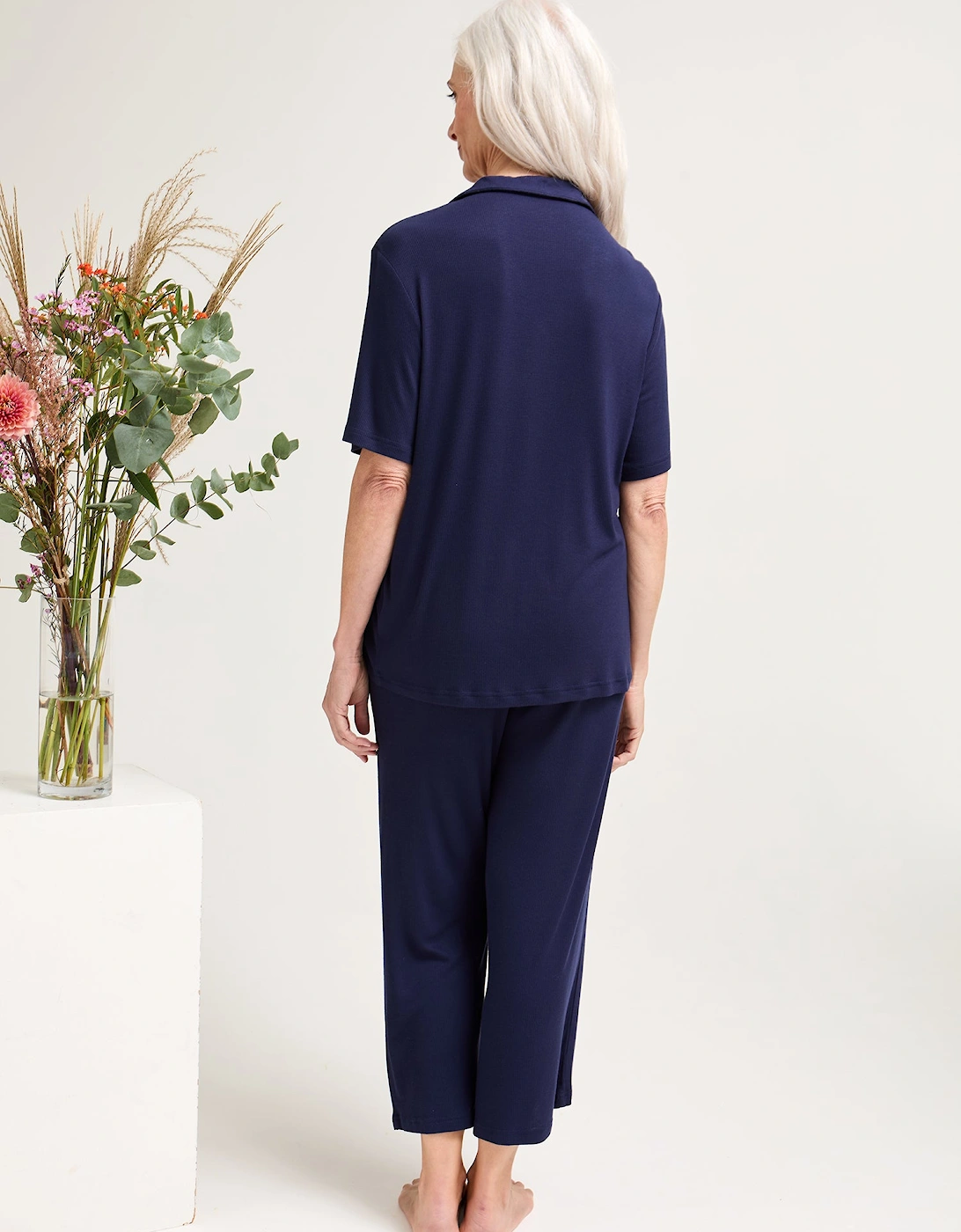 EcoVero Ribbed Shirt Capri Set in Midnight