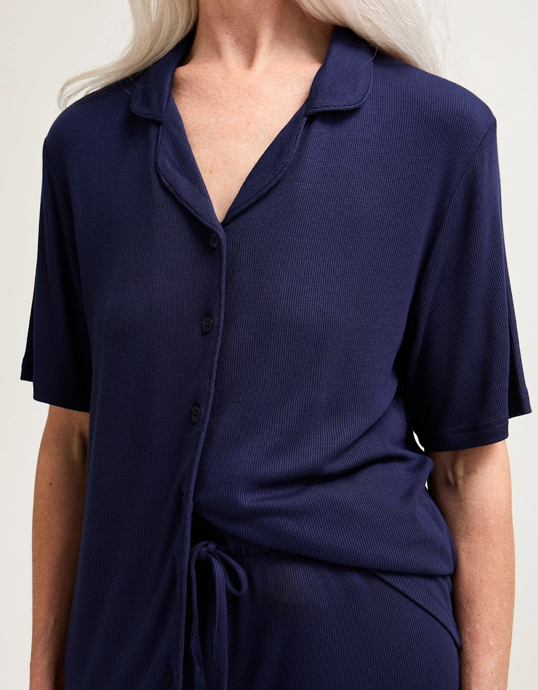 EcoVero Ribbed Shirt Capri Set in Midnight