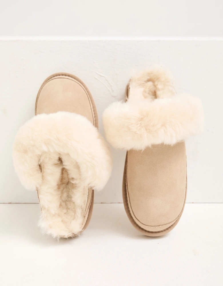 Hallie Sheepskin Multiway Slippers in Beige