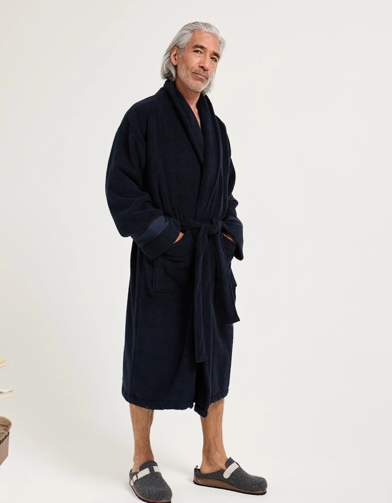 Mister You Bamboo Towelling Robe in Midnight
