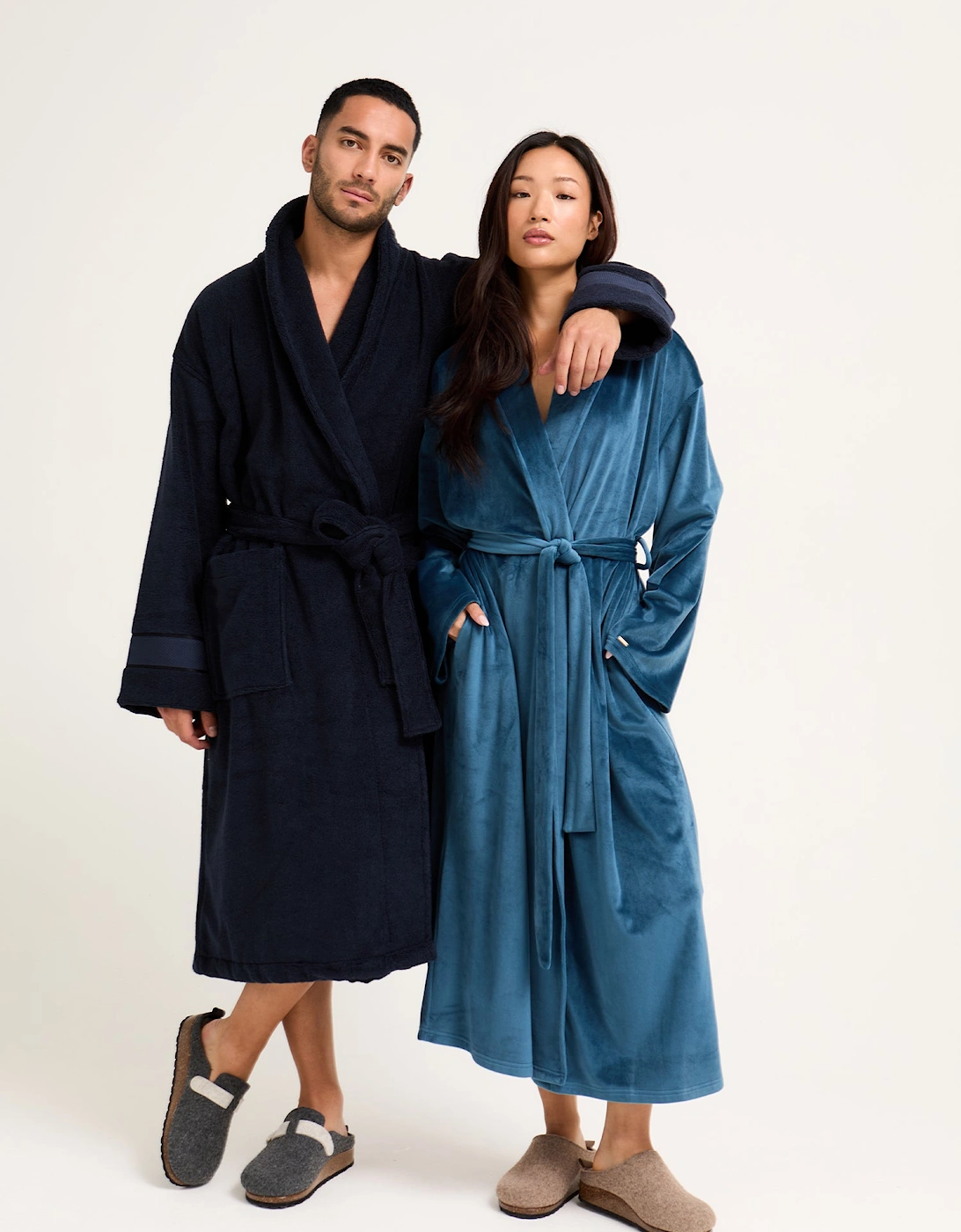 Velour Longline Dressing Gown in Teal