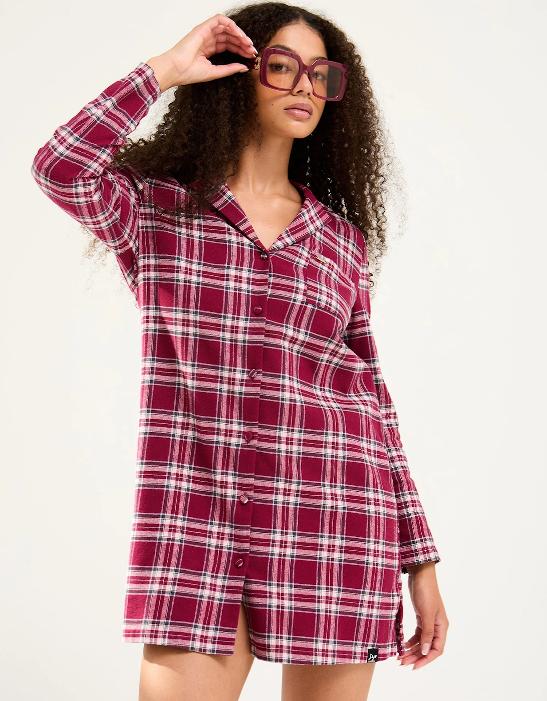 Plaid Nightshirt in Bordeaux