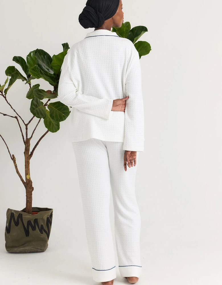 Luxury Suite Waffle PJ Set in White