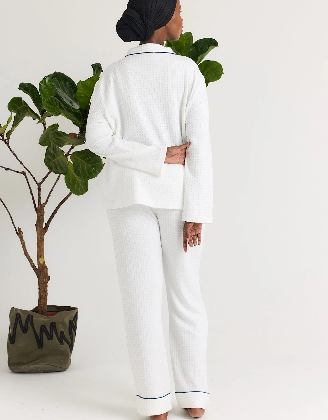 Luxury Suite Waffle PJ Set in White