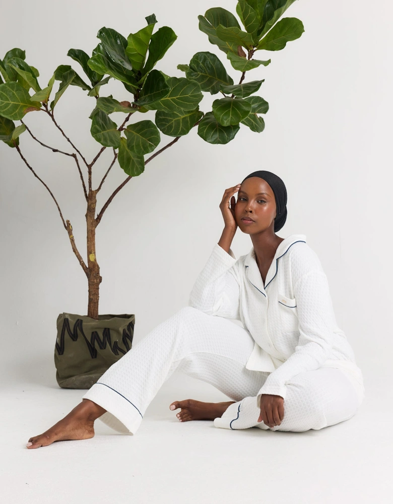 Luxury Suite Waffle PJ Set in White