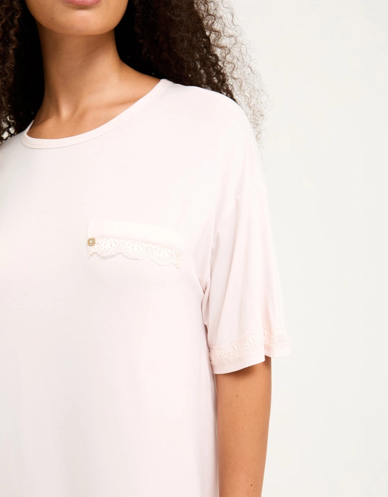 Bamboo Lace Tee Dress in Powder Puff