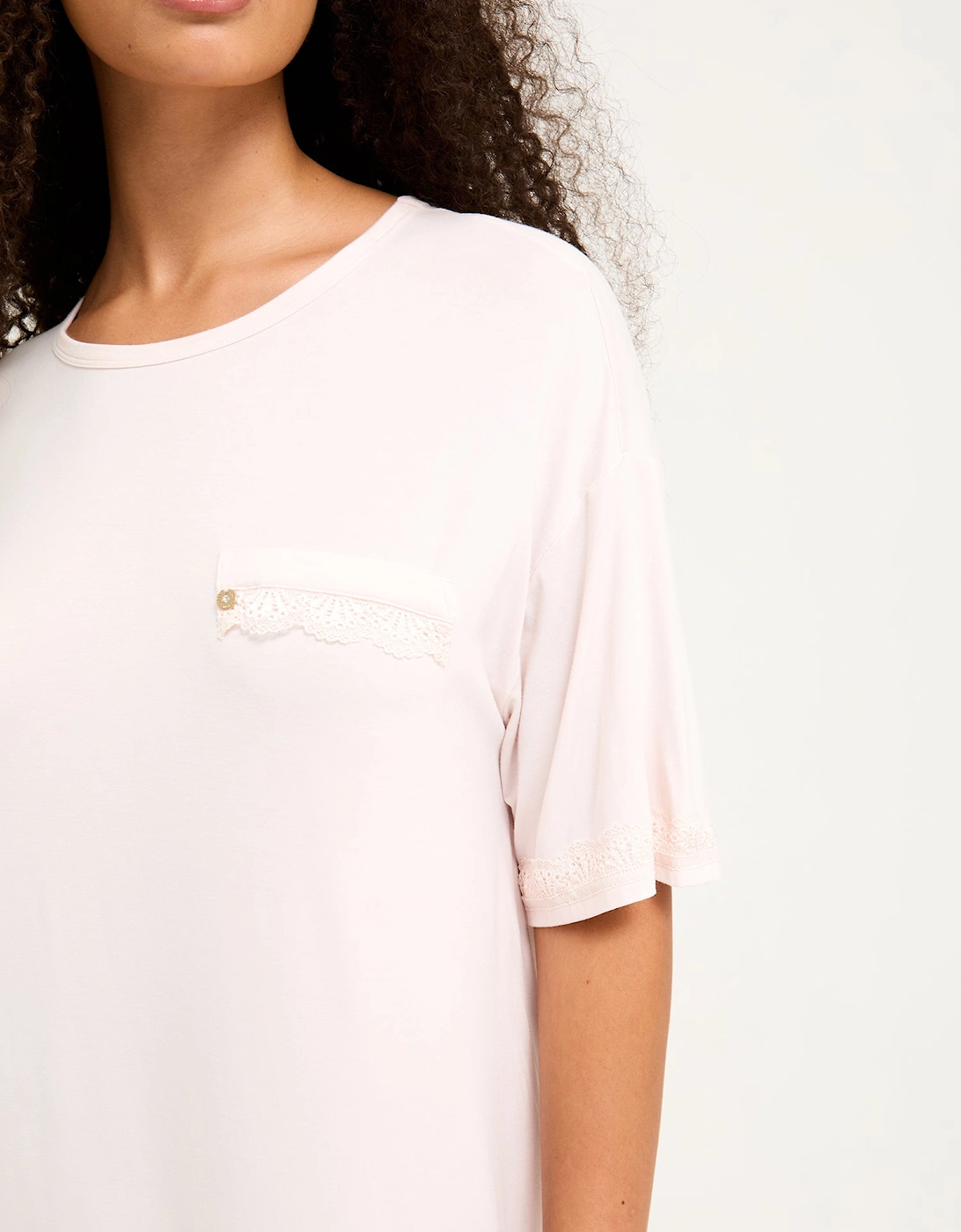 Bamboo Lace Tee Dress in Powder Puff