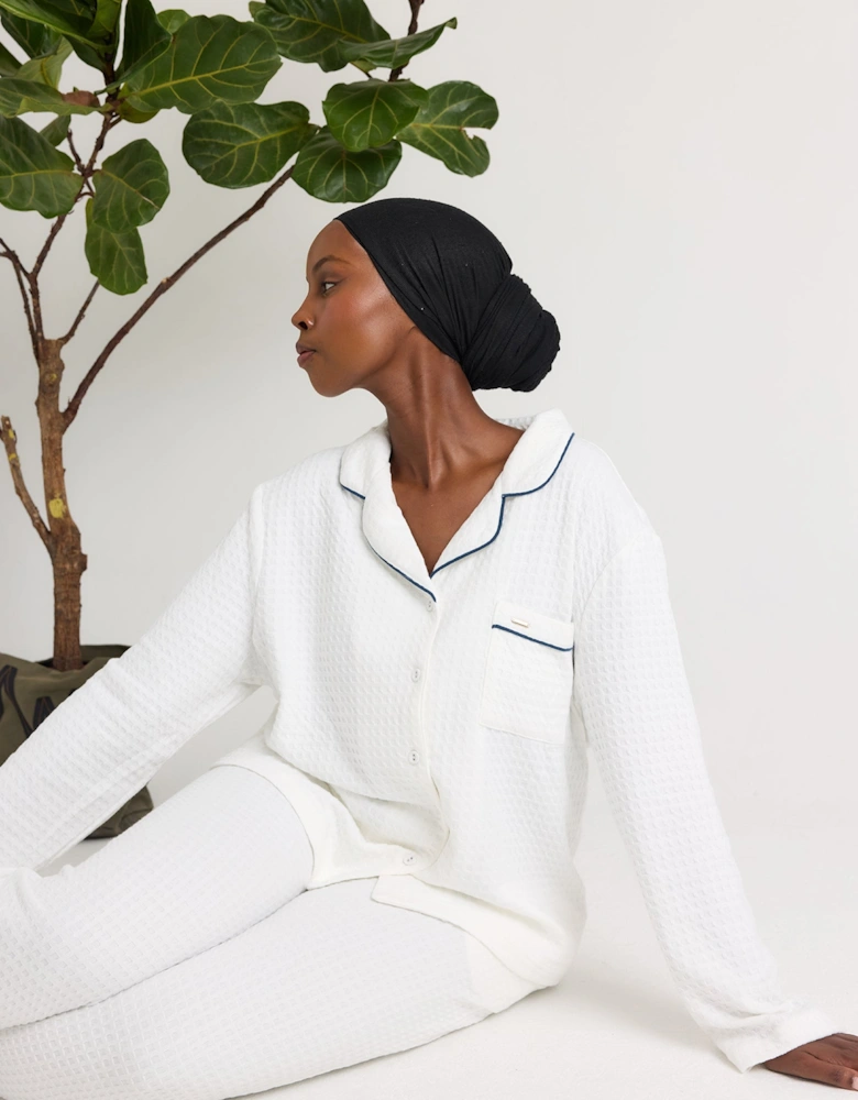 Luxury Suite Waffle PJ Set in White
