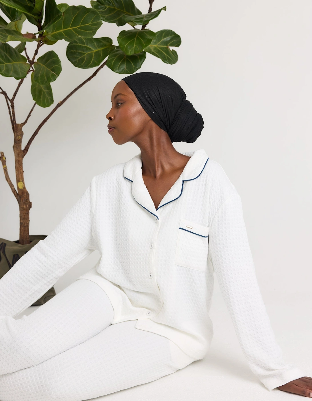 Luxury Suite Waffle PJ Set in White