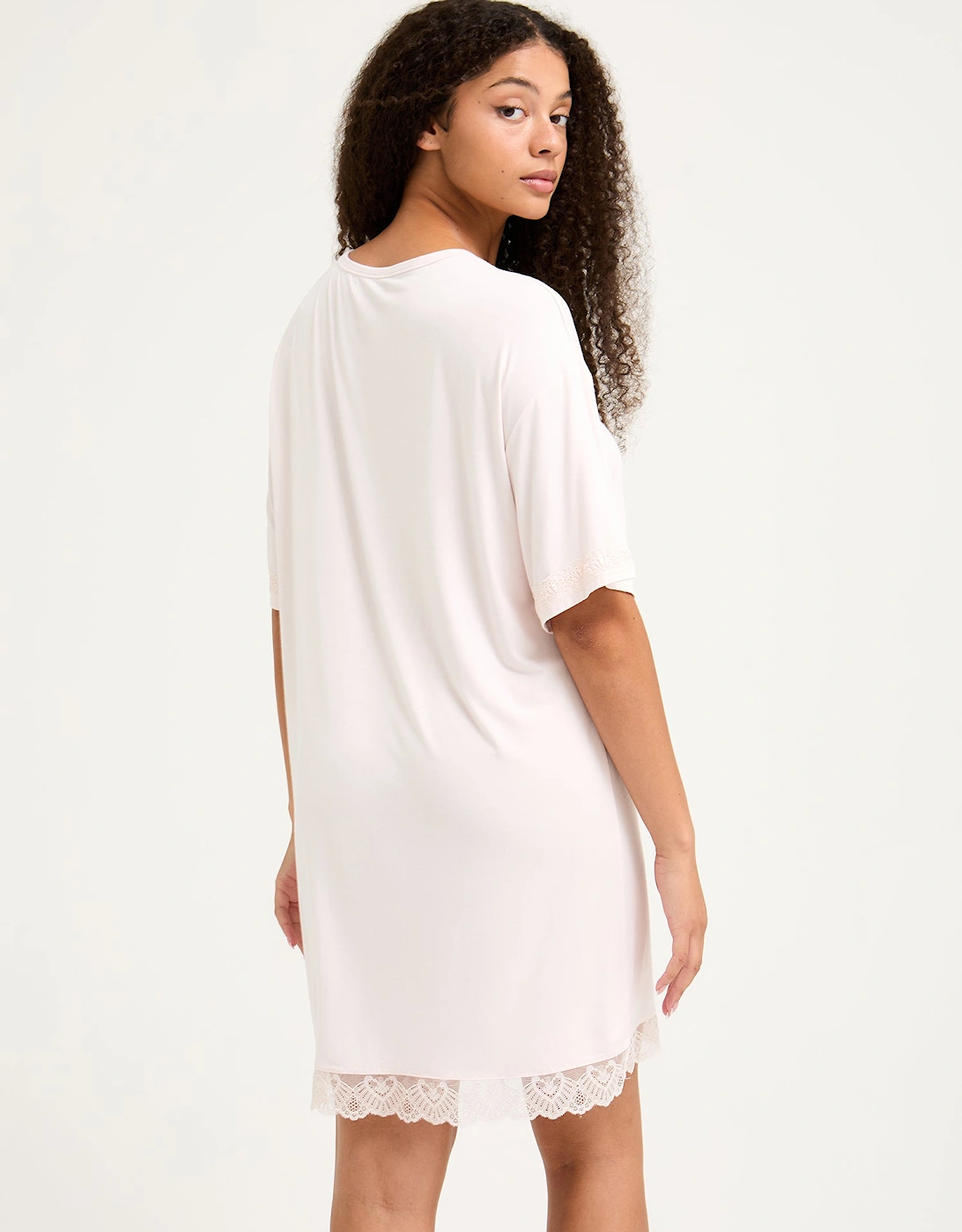 Bamboo Lace Tee Dress in Powder Puff